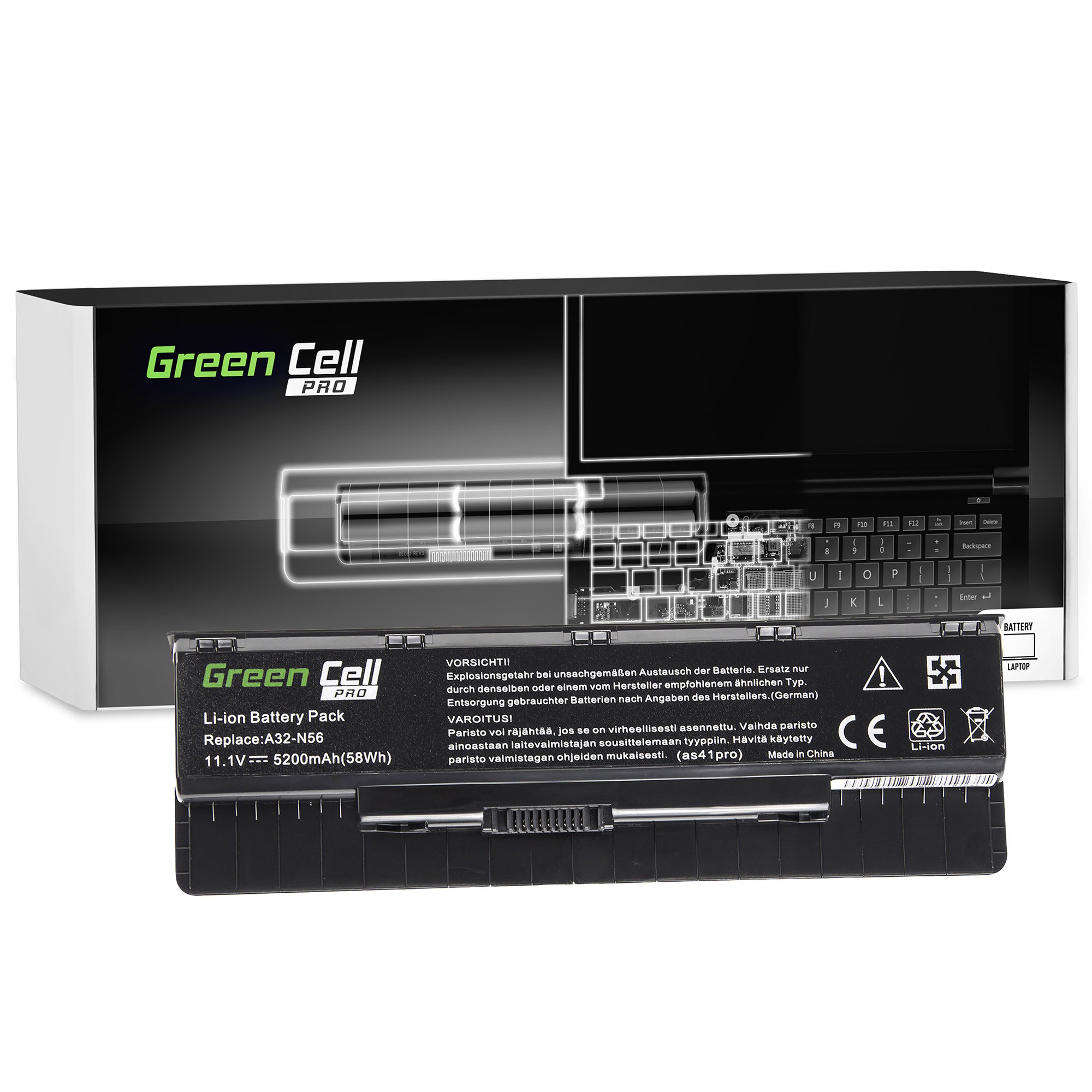 Green Cell PRO Battery for Asus A32-N56 N46 N46V N56 N76 / 11,1V 5200mAh