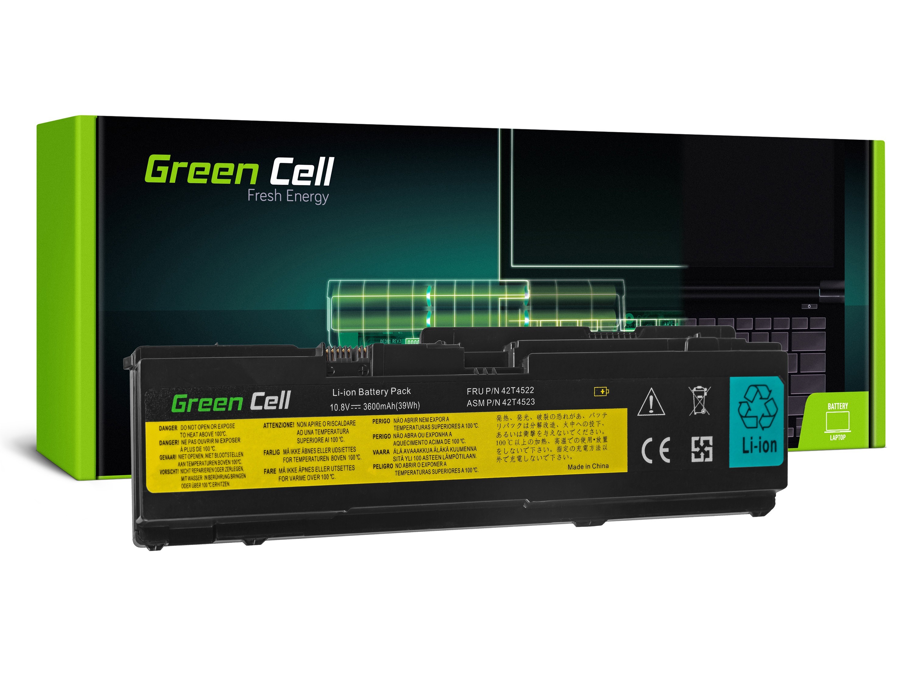 Green Cell Battery for Lenovo ThinkPad X300 X301 / 11,1V 3600mAh
