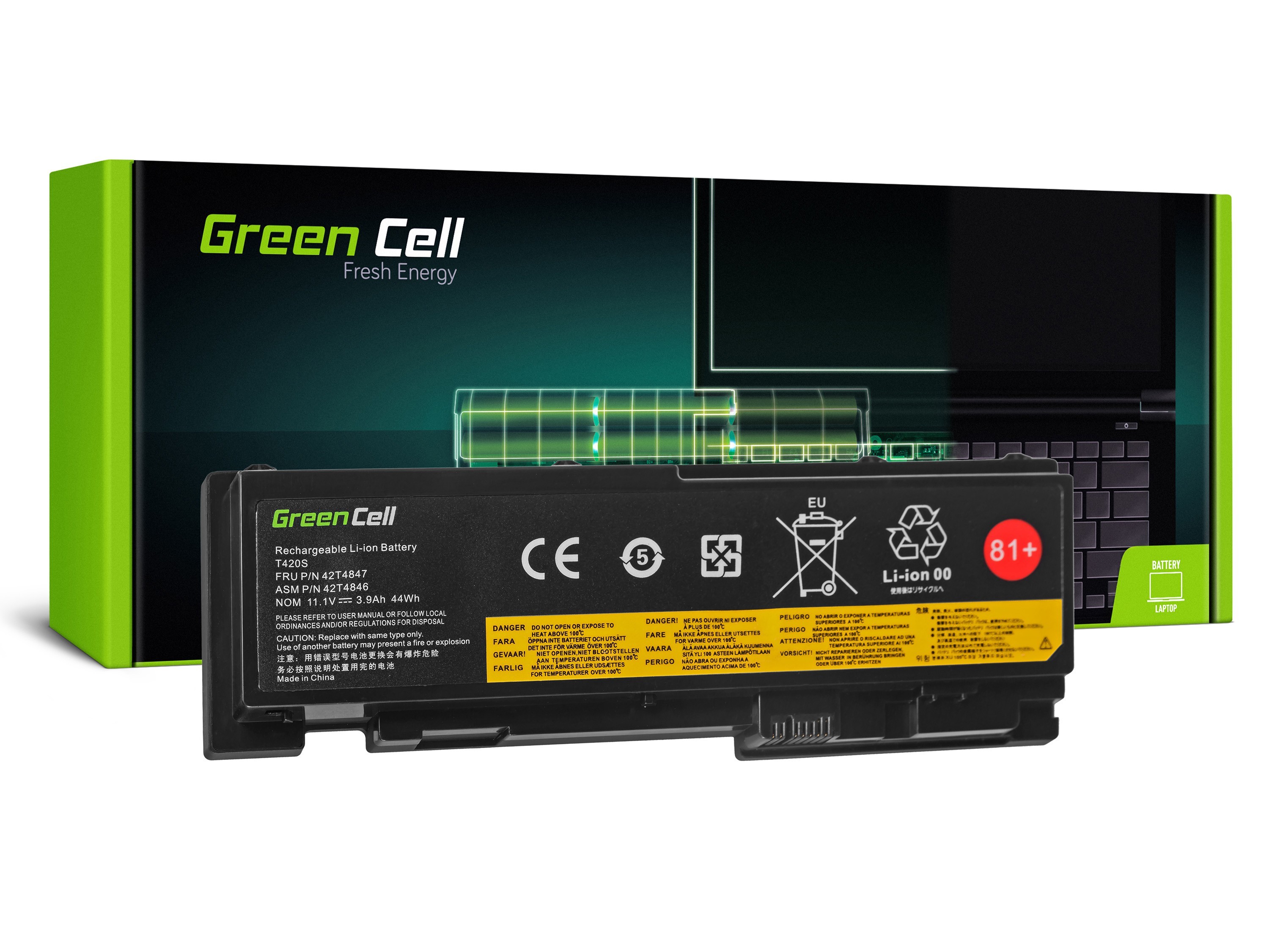 Green Cell Battery for Lenovo ThinkPad T420s T420si / 14,4V 3600mAh