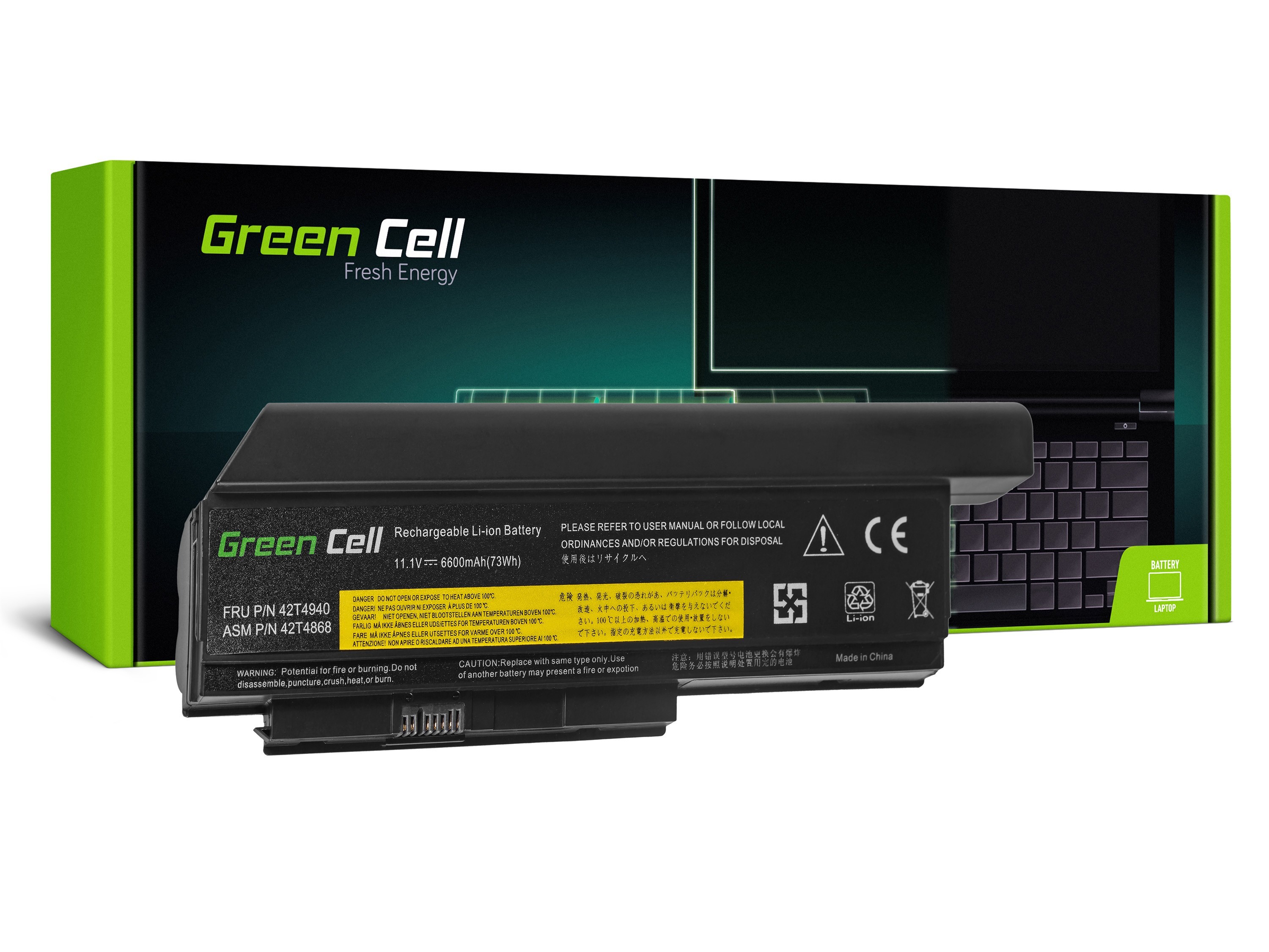 Green Cell Battery for Lenovo ThinkPad X220 X220i X220s / 11,1V 6600mAh
