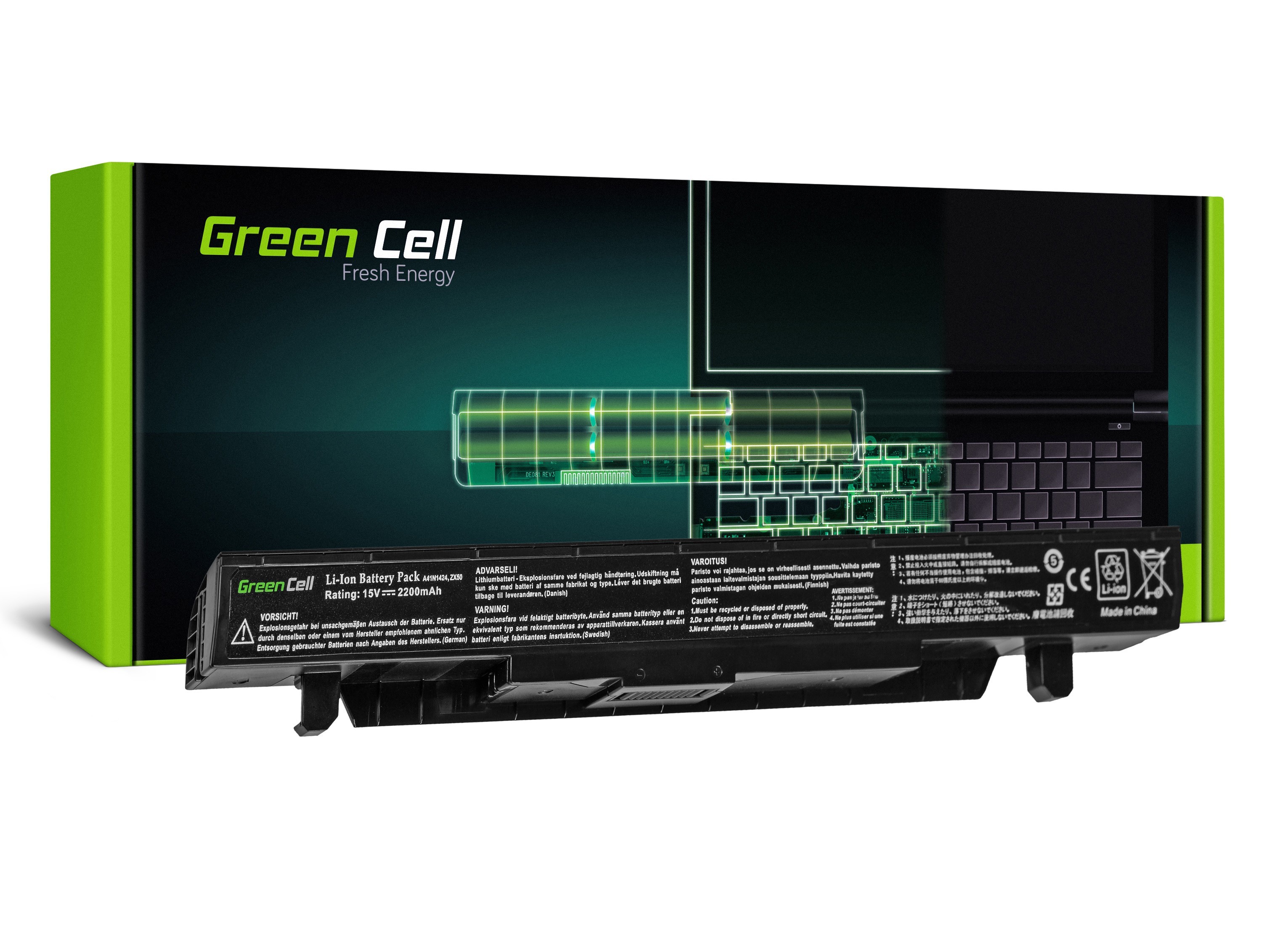 Green Cell Battery for Asus GL552 GL552J GL552V ZX50 ZX50J ZX50V / 15V 2200mAh