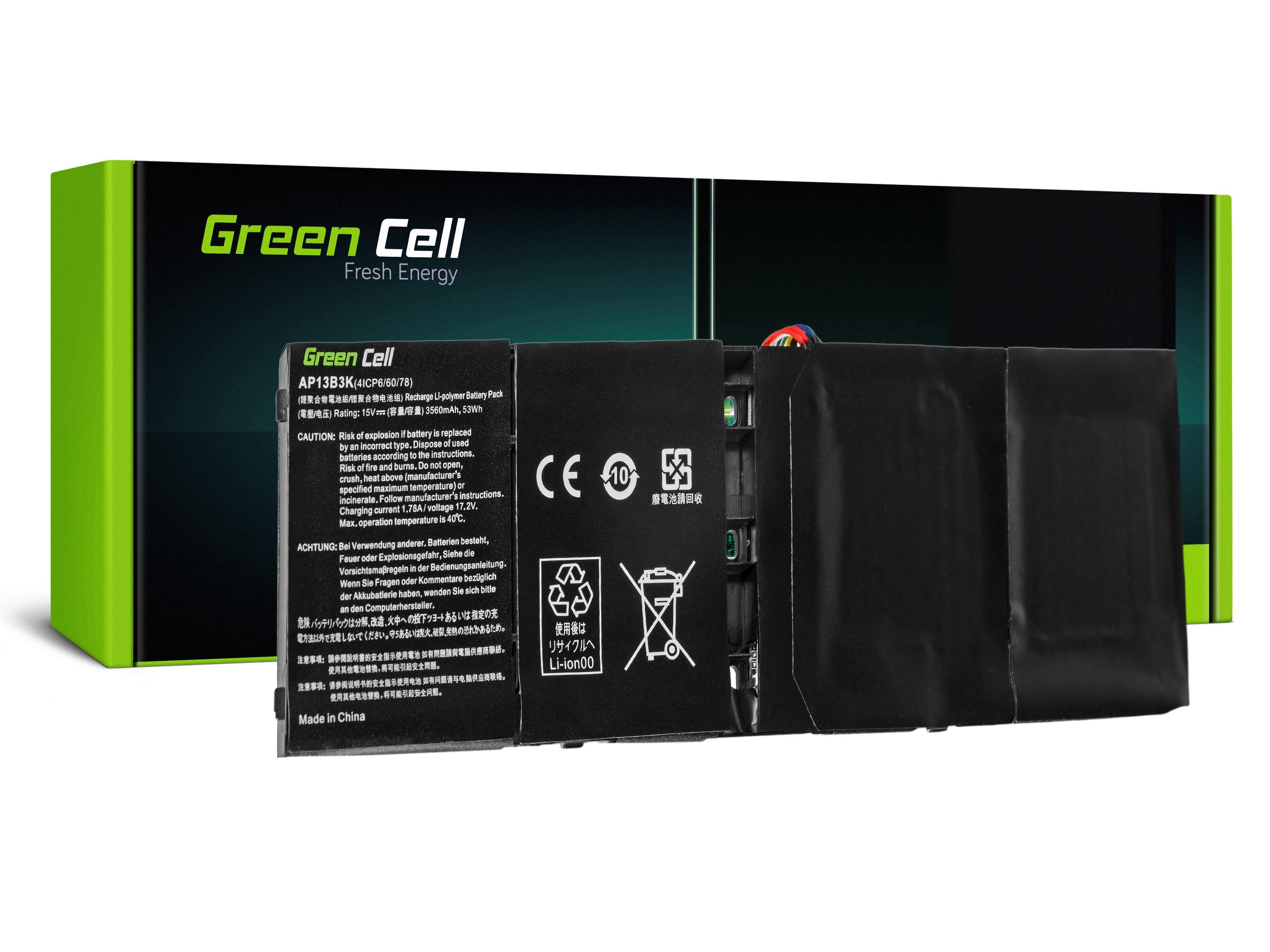 Green Cell Battery for Acer Aspire V5-552 V5-572 V5-573 V7-581 R7-571 / 15V 3560mAh