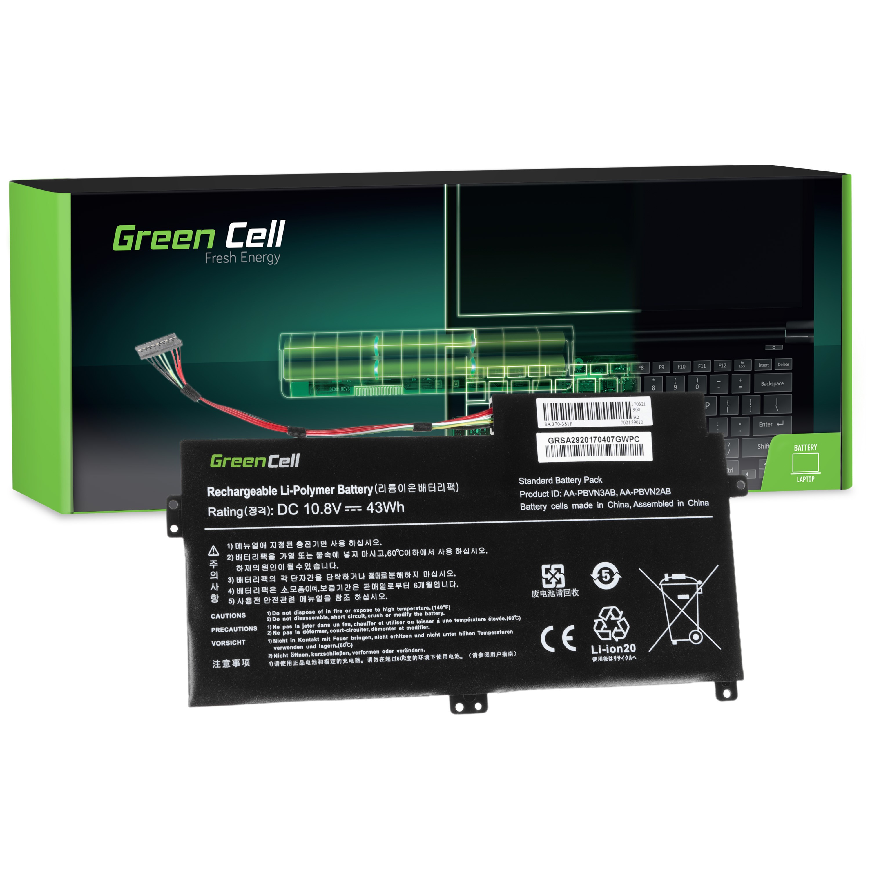 Green Cell Battery for Samsung 370R 370R5E NP370R5E NP450R5E NP470R5E NP510R5E / 11,1V 4000mAh