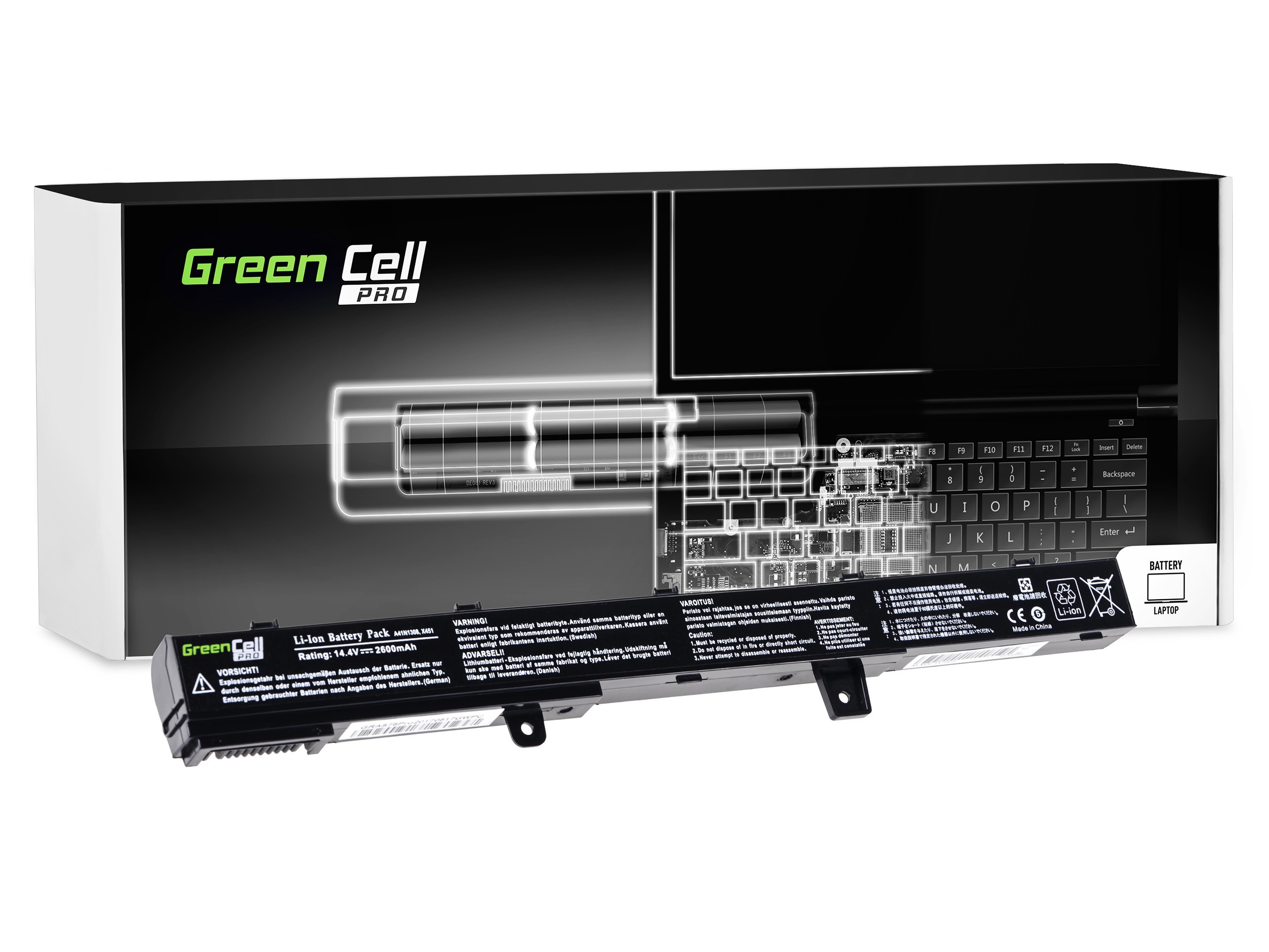 Green Cell PRO Battery for Asus R508 R556 R509 X551 / 14,4V 2600mAh