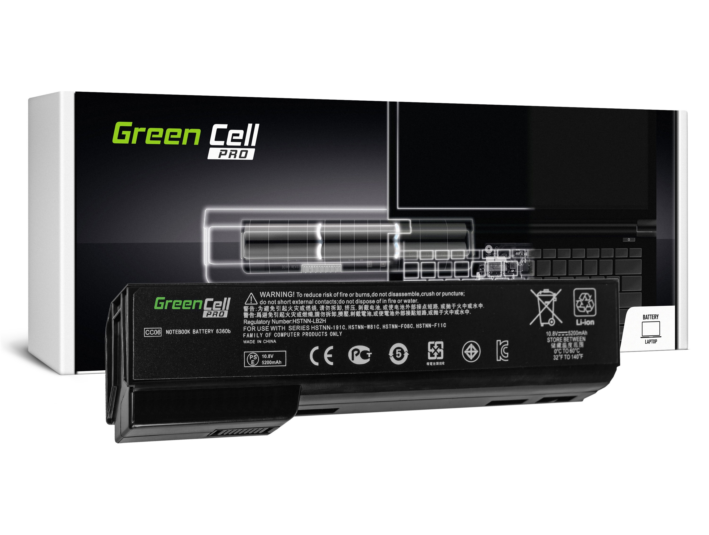 Green Cell PRO Battery for HP EliteBook 8460p ProBook 6360b 6460b / 11,1V 5200mAh