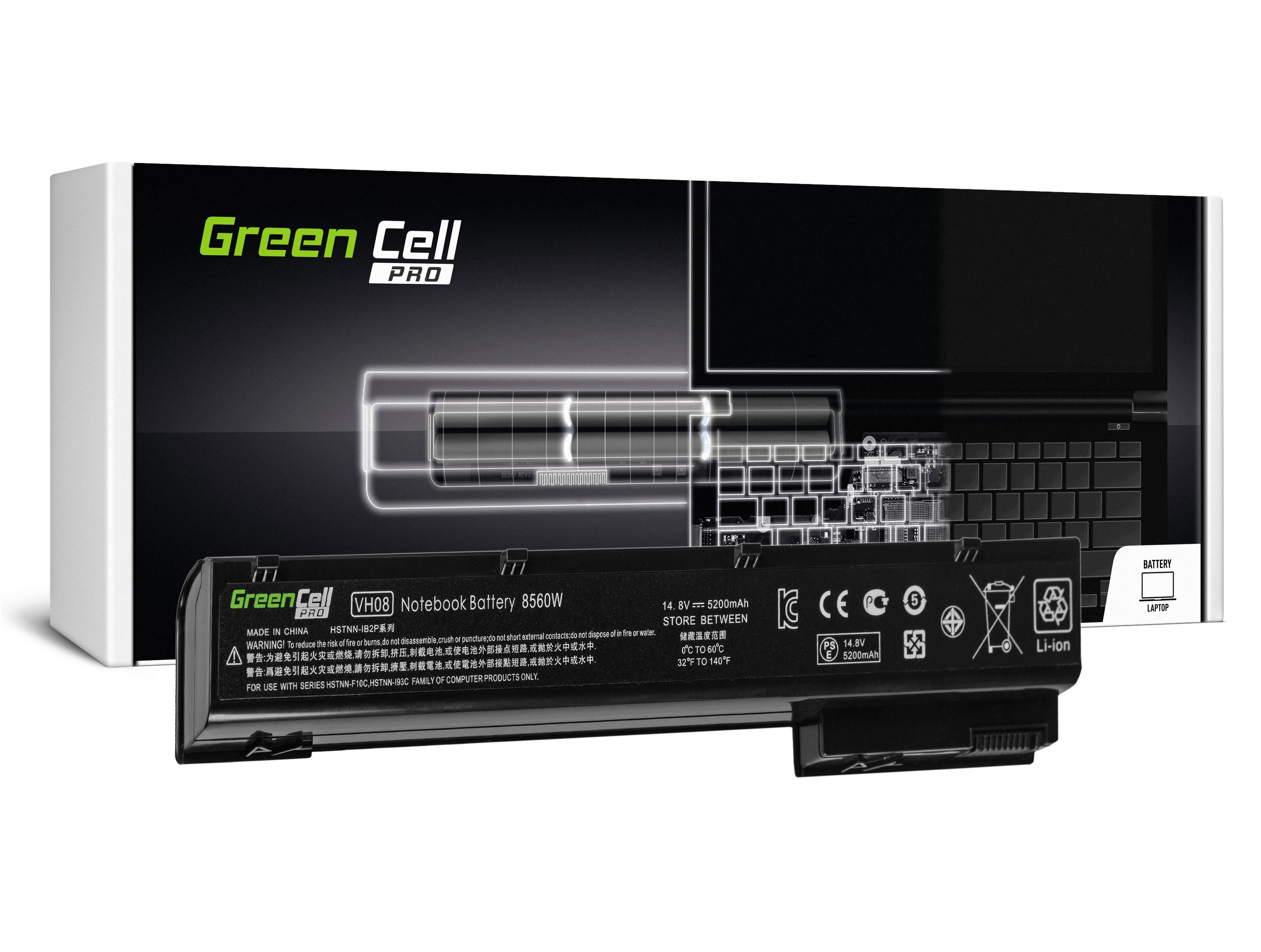 Green Cell PRO Battery for HP EliteBook 8560w 8570w 8760w 8770w / 14,4V 5200mAh