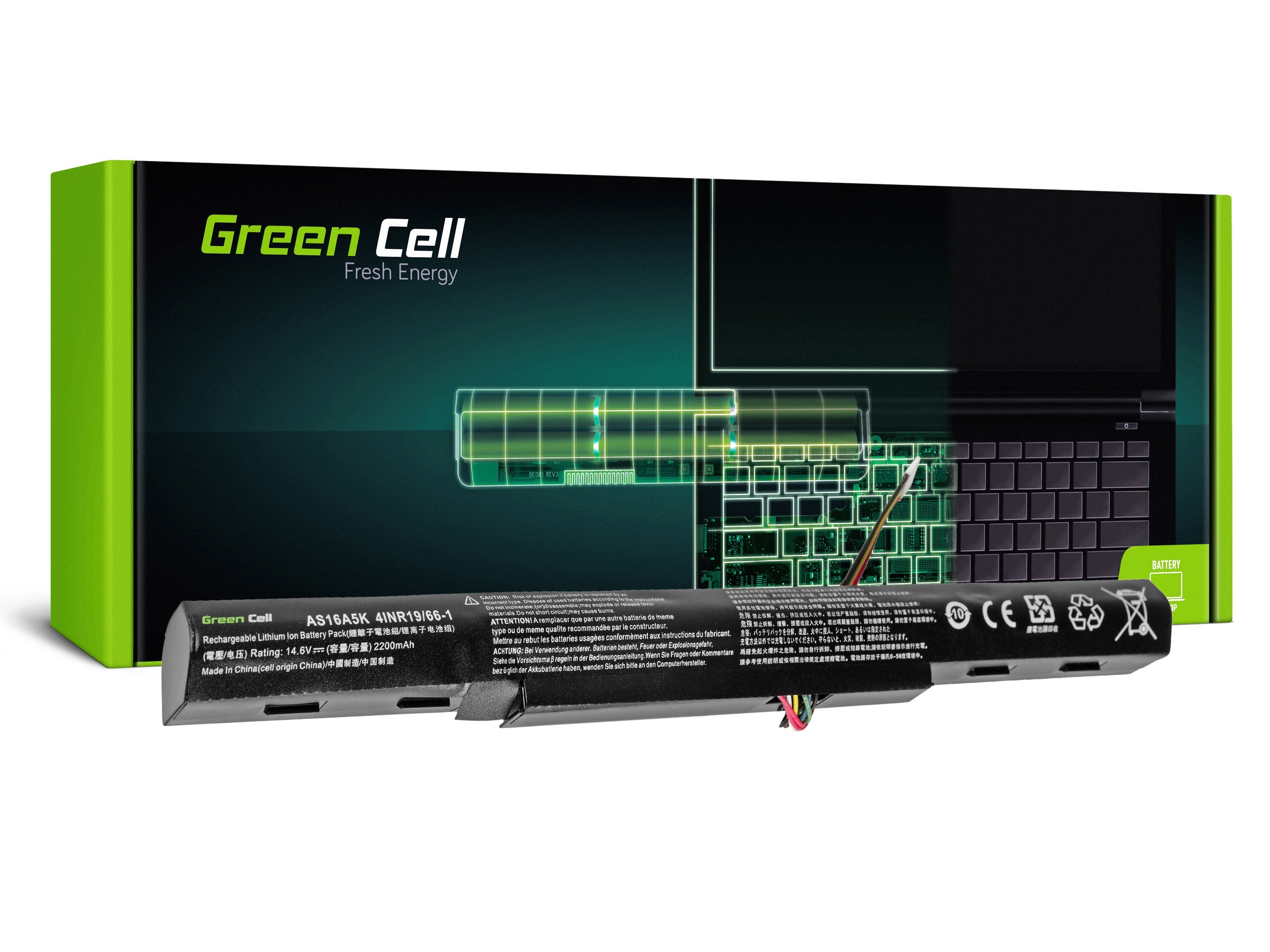 Green Cell Battery for Acer Aspire E 15 E15 E5-575 E 17 E17 E5-774 / 14,4V 2200mAh