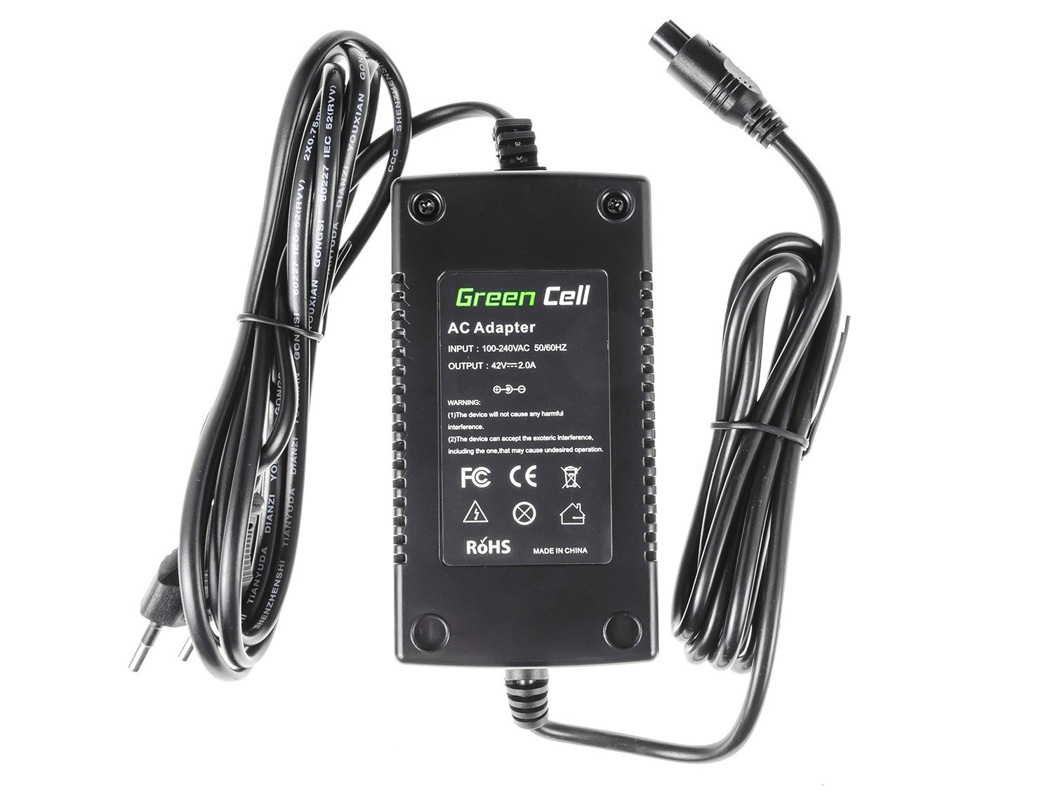 Green Cell Charger 42V 2A (3 pin) for EBIKE batteries 36V