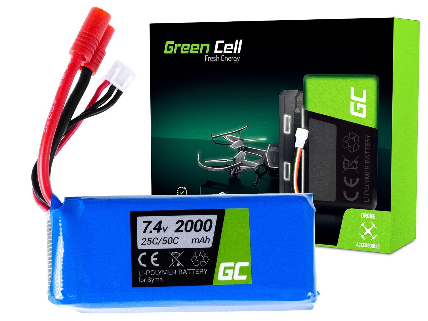 Bateria Akumulator Green Cell do Syma X8C X8G X8HC X8HG X8HW X8W 7.4V 2000mAh