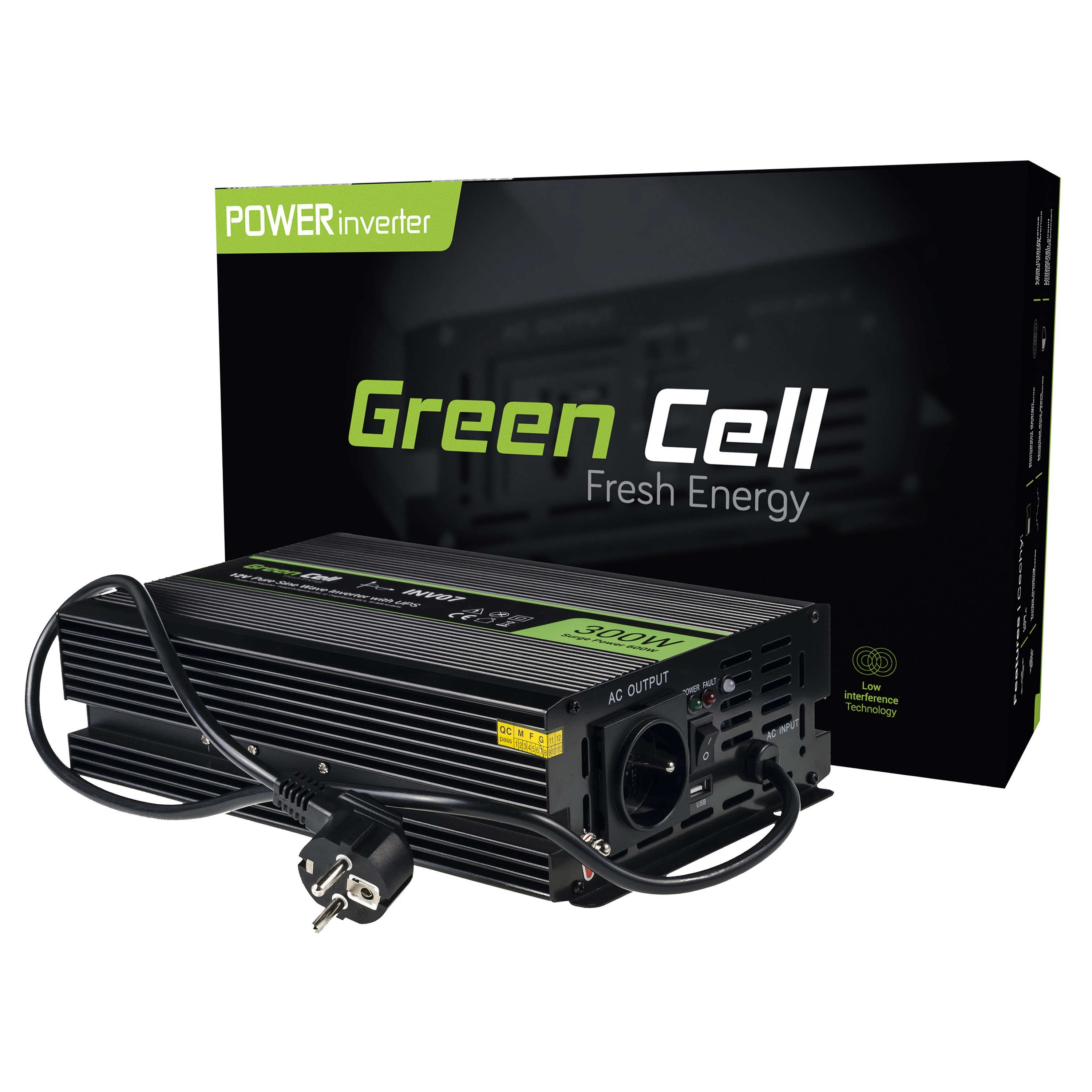 Green Cell ® Voltage Car Inverter UPS for furnances and central heating pumps 300W