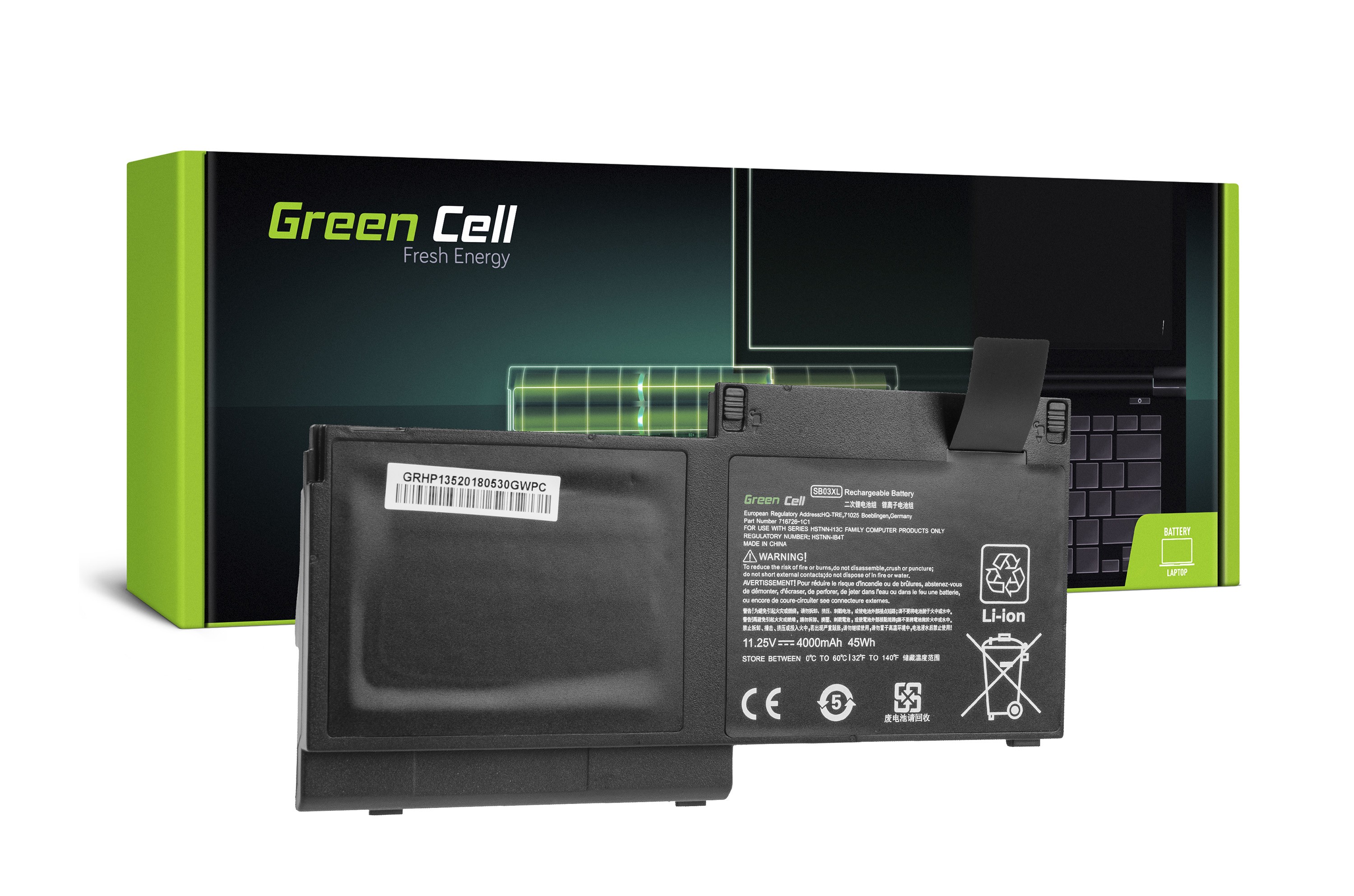 Green Cell Battery for HP EliteBook 720 G1 G2 820 G1 G2 / 11,25V 4000mAh
