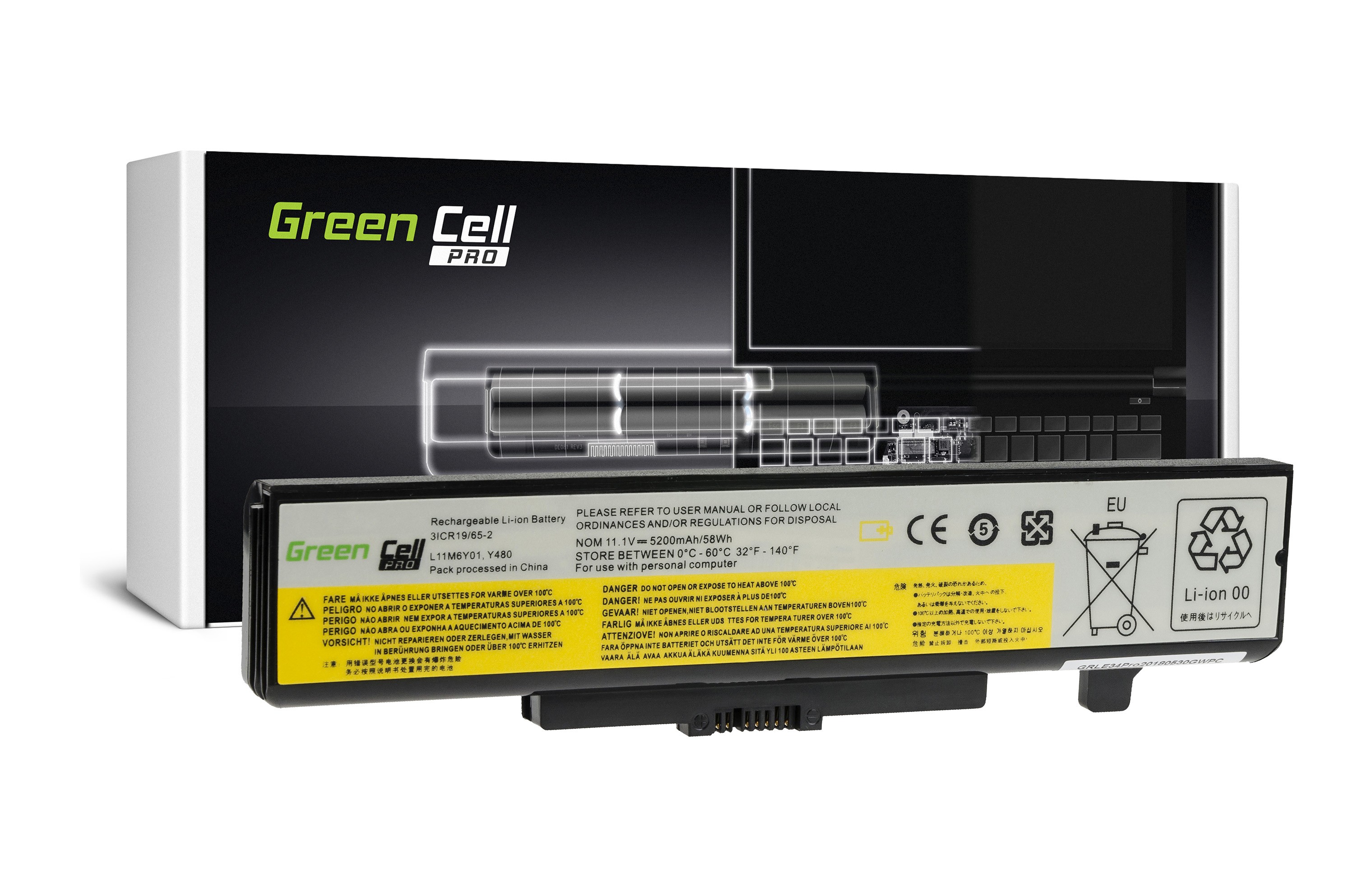 Green Cell PRO Battery for Lenovo Y480 V480 Y580 / 11,1V 5200mAh