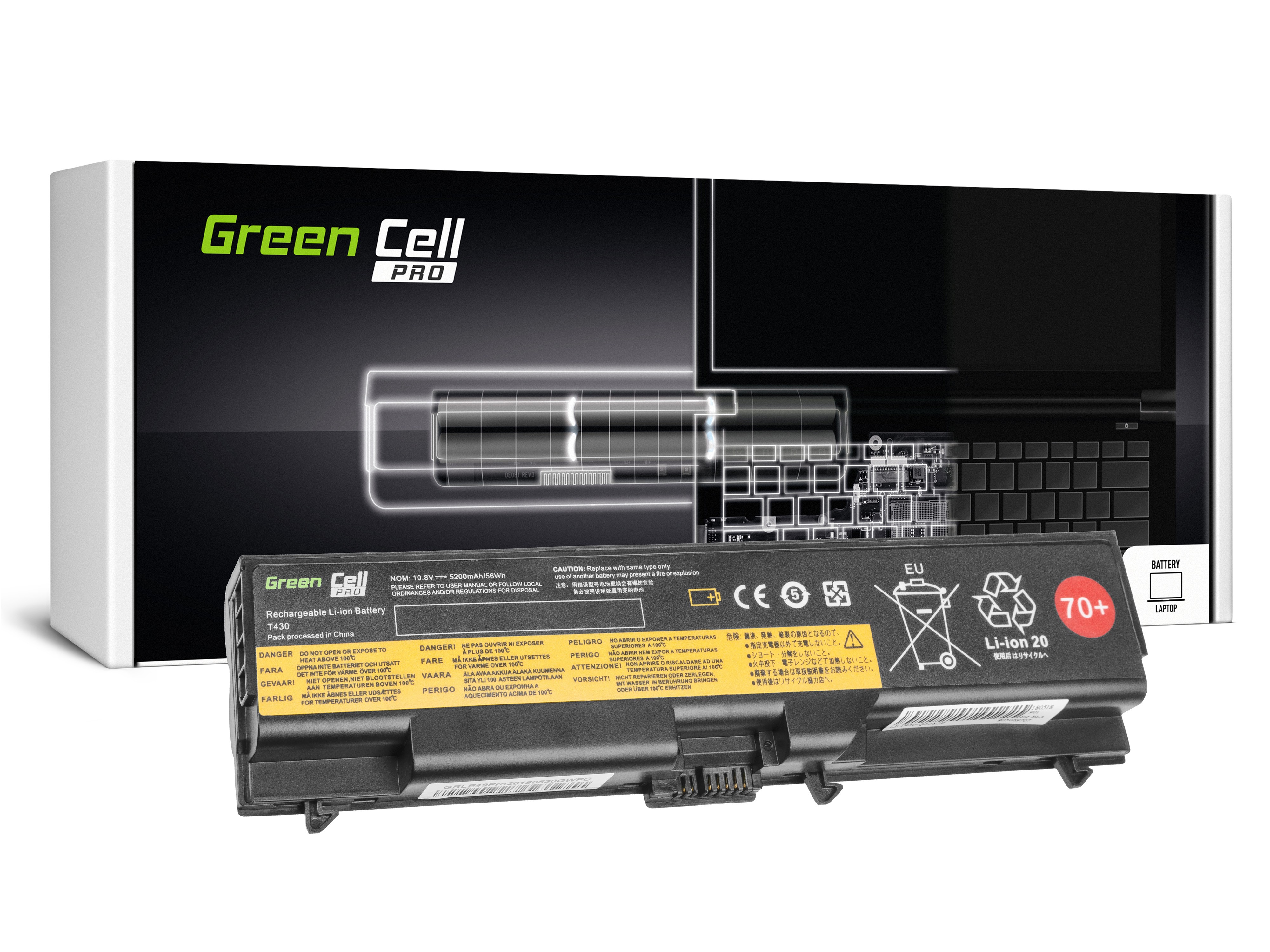 Green Cell PRO Battery for Lenovo ThinkPad L430 L530 T430 T530 W530 / 11,1V 5200mAh