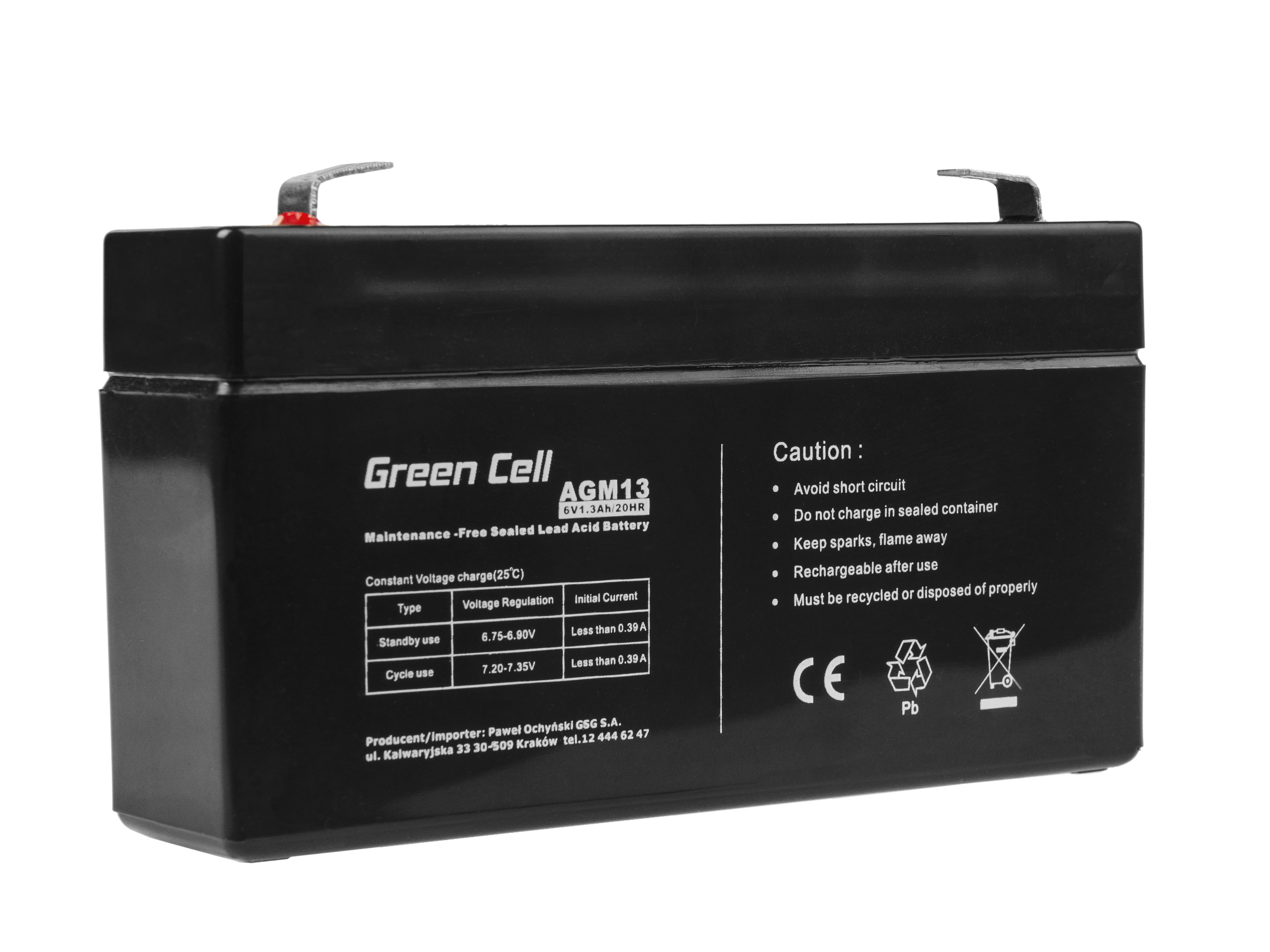 Green Cell AGM Battery 6V 1.3Ah