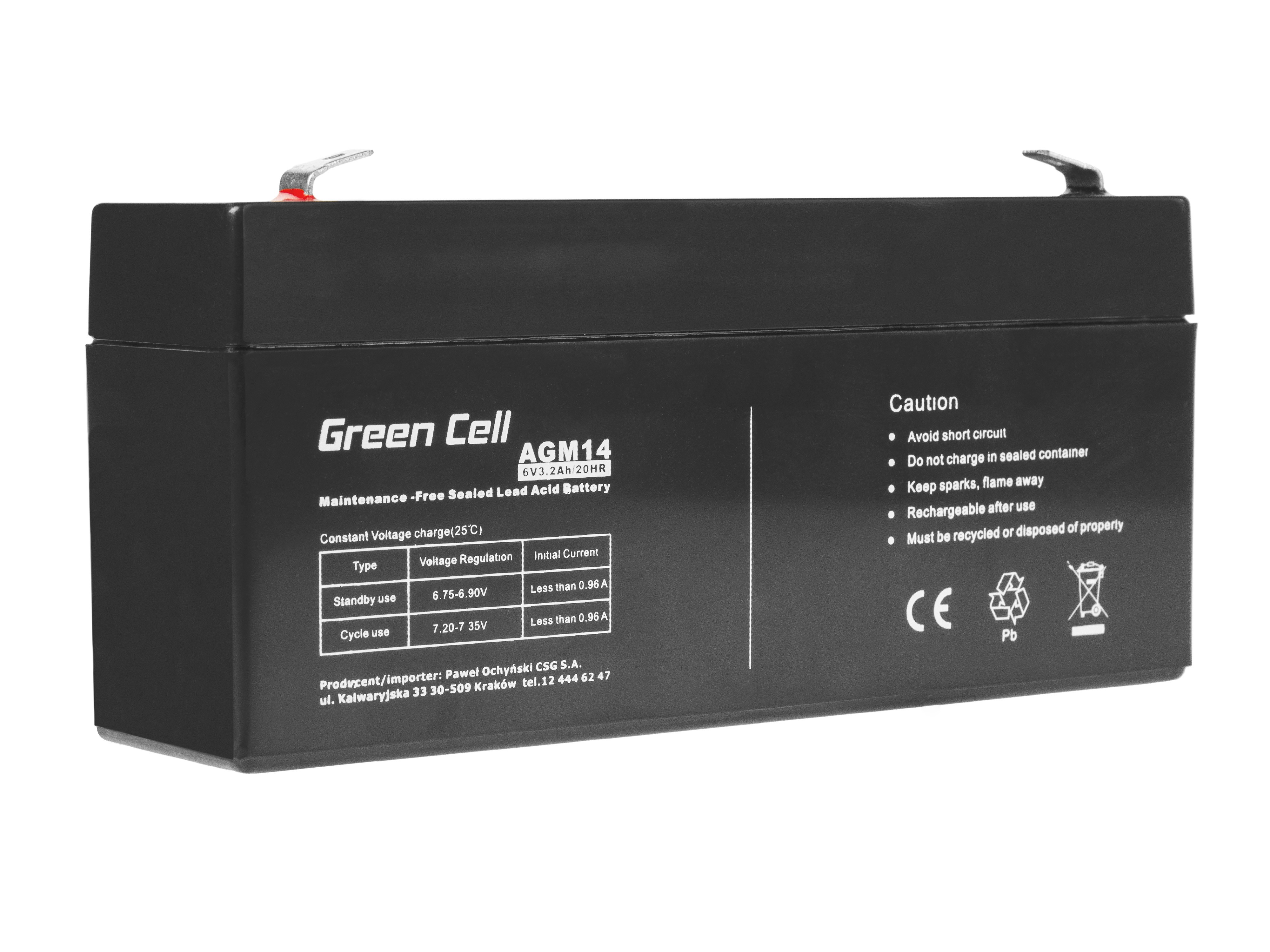 Green Cell AGM Battery 6V 3.3Ah