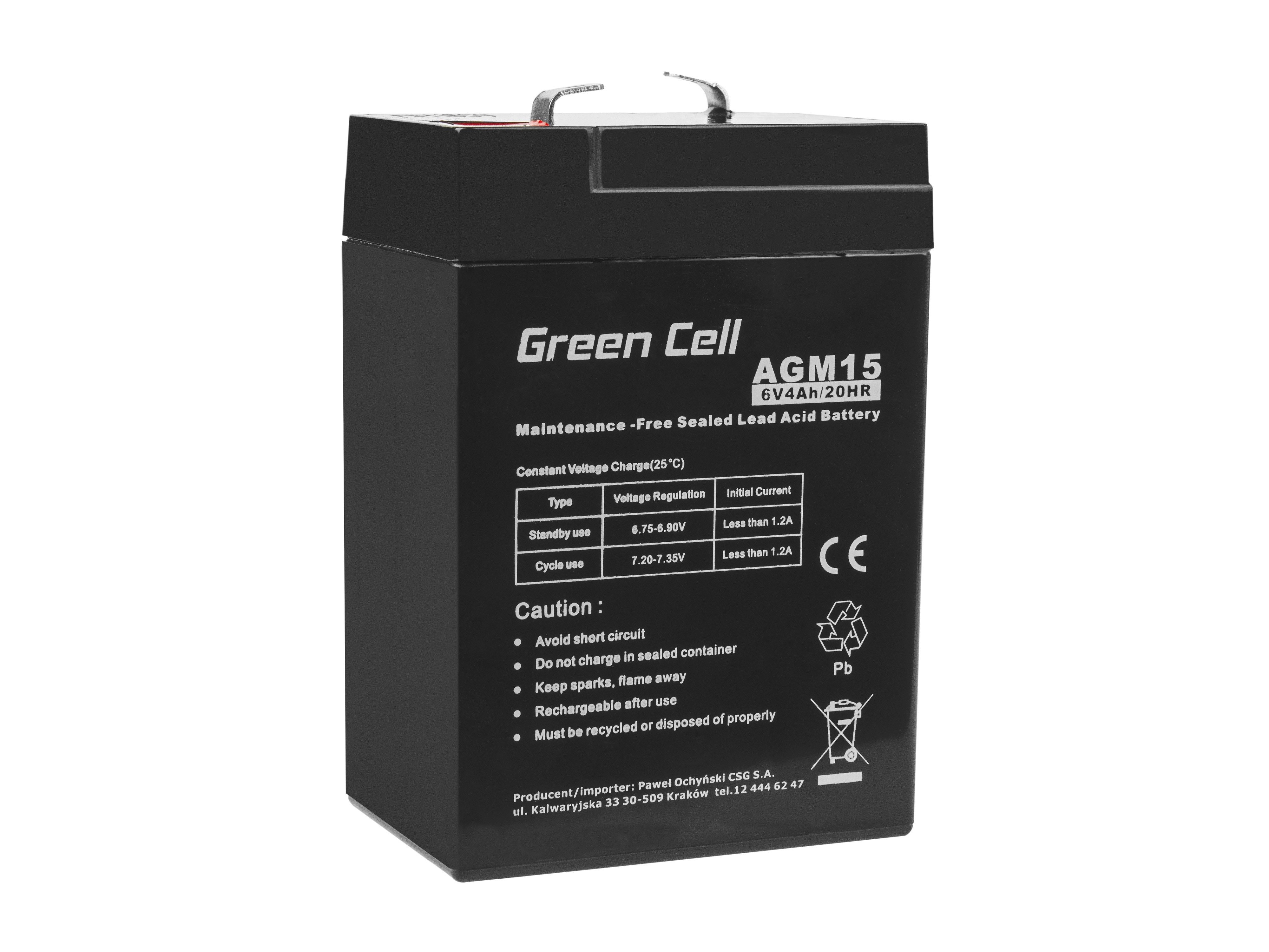 Green Cell AGM Battery 6V 4Ah