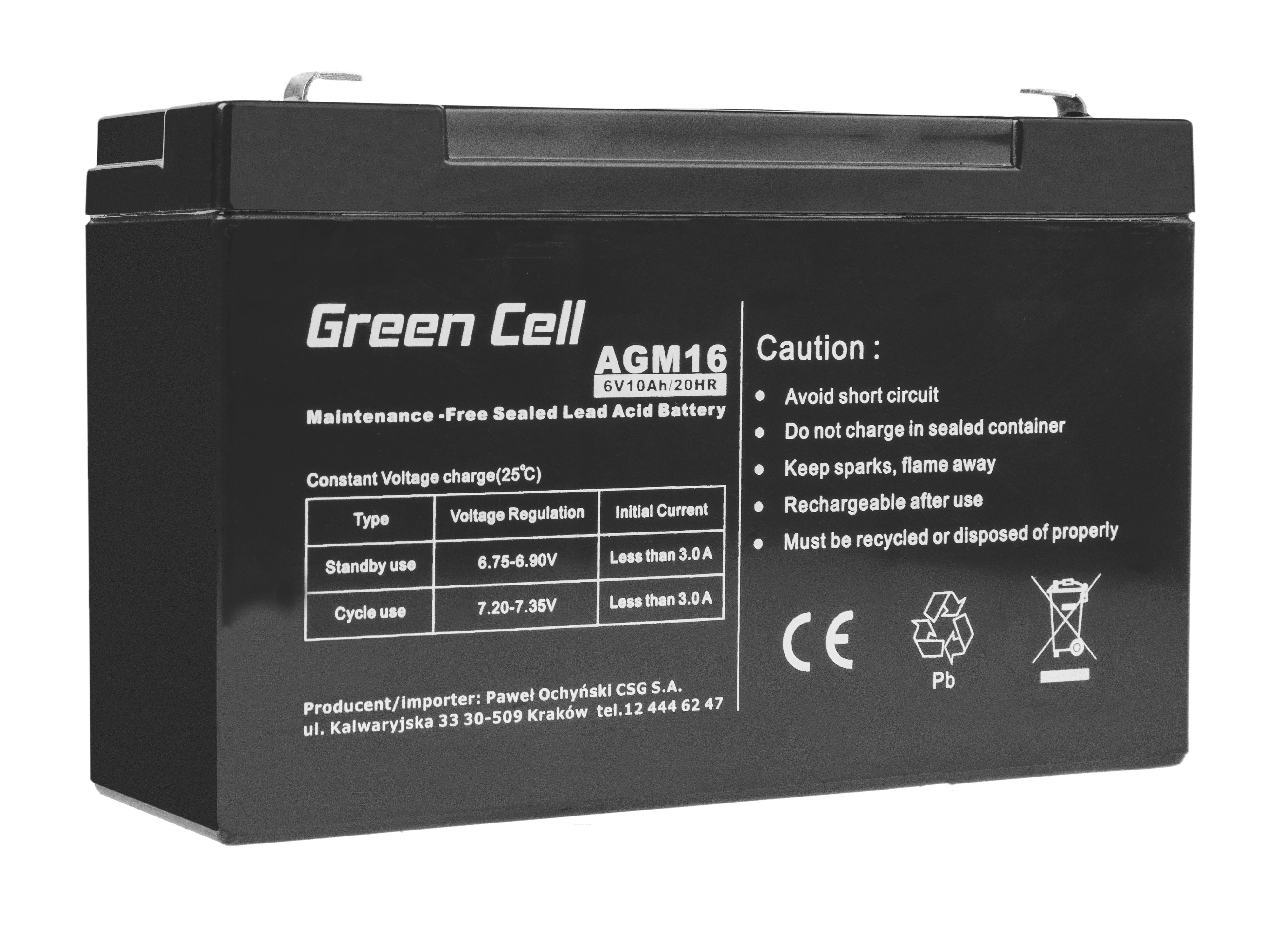Green Cell AGM Battery 6V 10Ah