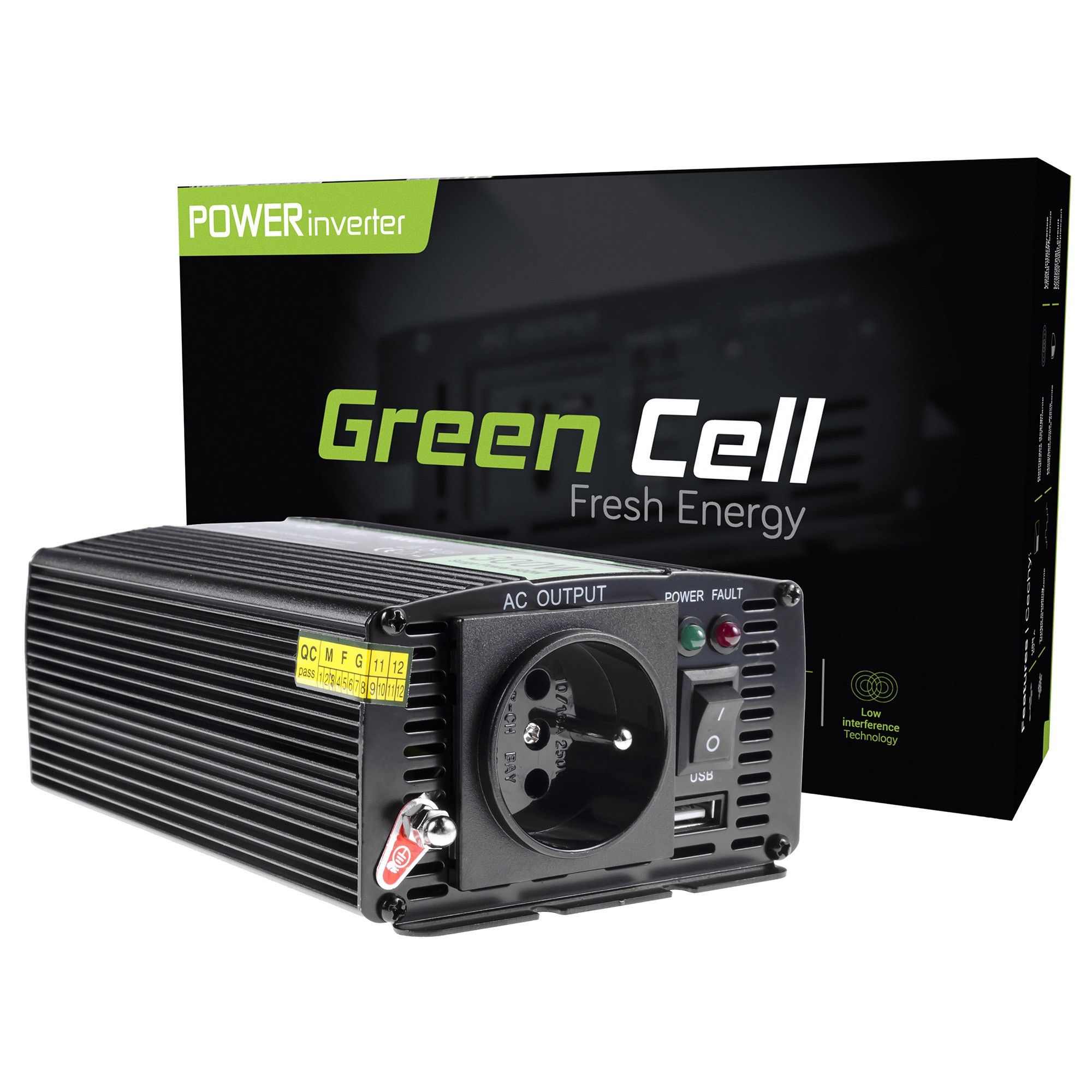 Green Cell ® Voltage Car Inverter 12V to 230V, 300W / 600W