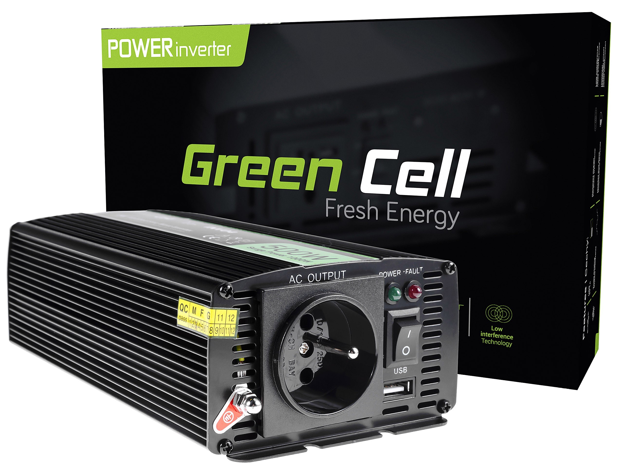 Green Cell ® Voltage Car Inverter 24V to 230V, 500W/1000W