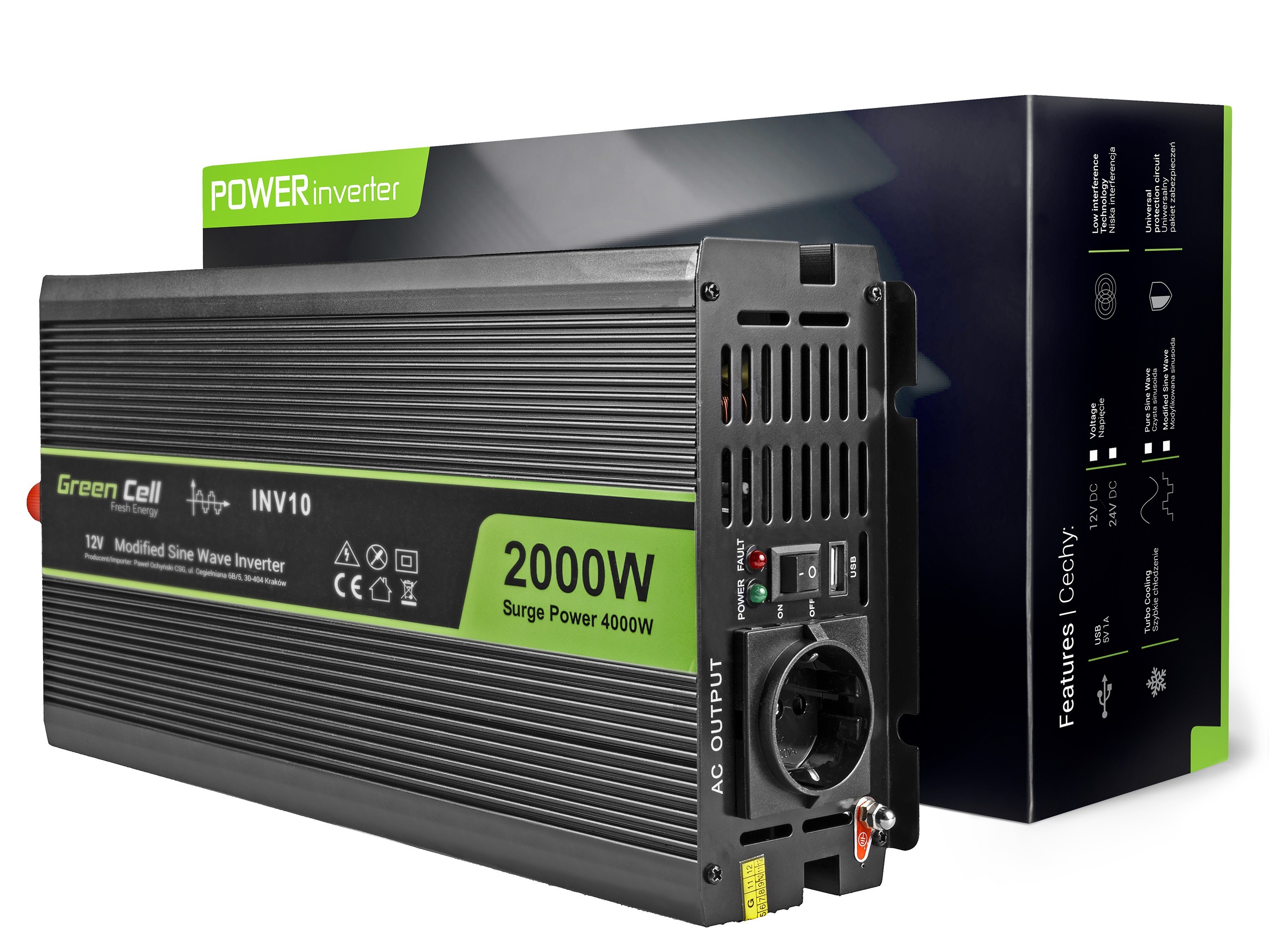 Green Cell ® Voltage Car Inverter 12V to 220V, 2000W/4000W