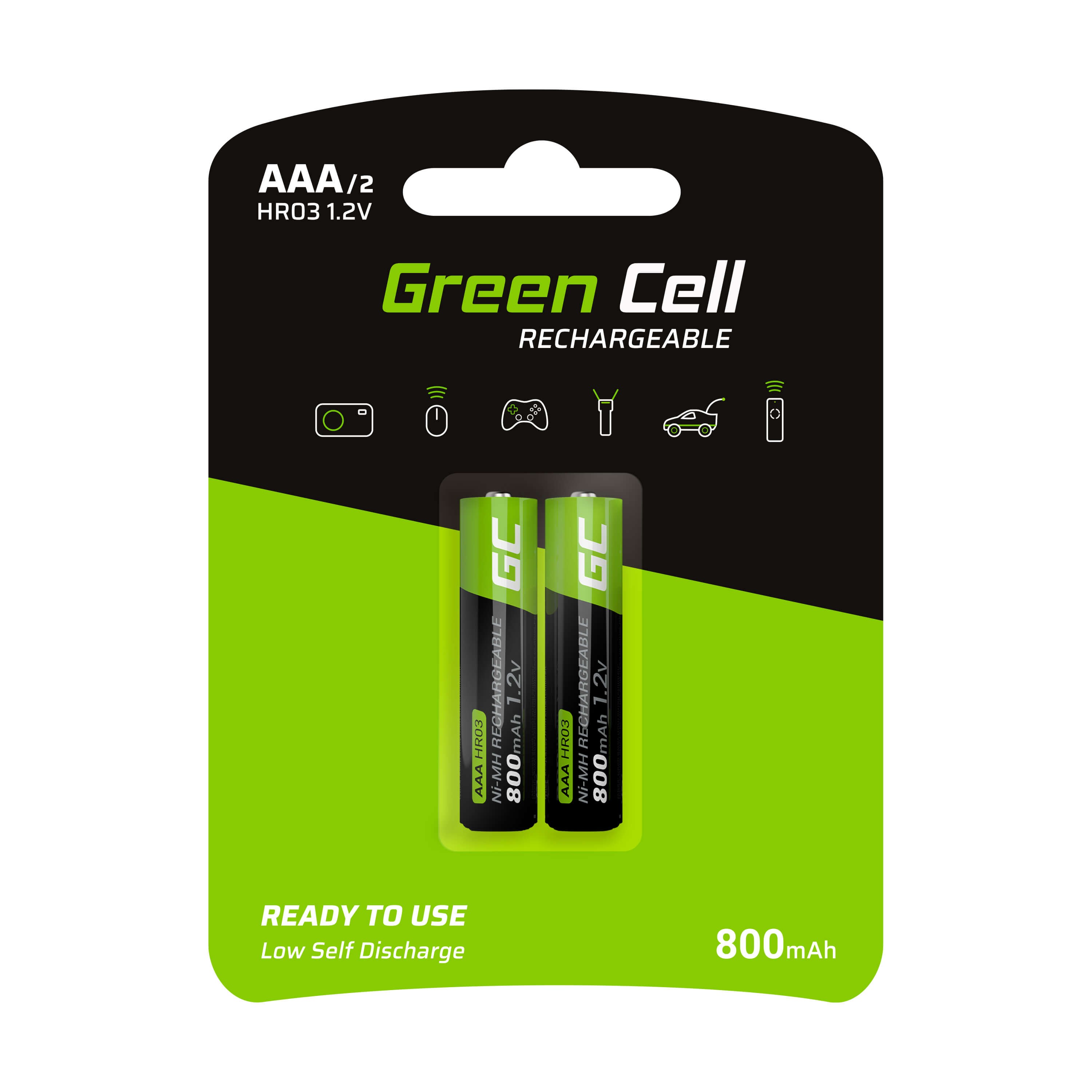 Green Cell 2x Akumulator AAA HR03 800mAh