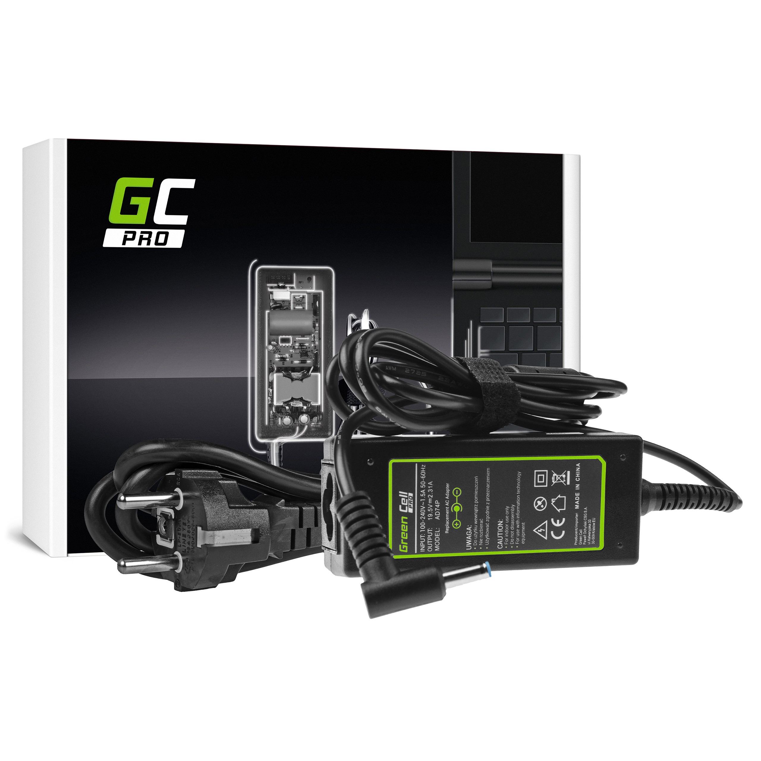 Zasilacz Ładowarka Green Cell PRO 19.5V 2.31A 45W do HP 250 G2 G3 G4 G5 255 G2 G3 G4 G5, HP ProBook 450 G3 G4 650 G2 G3