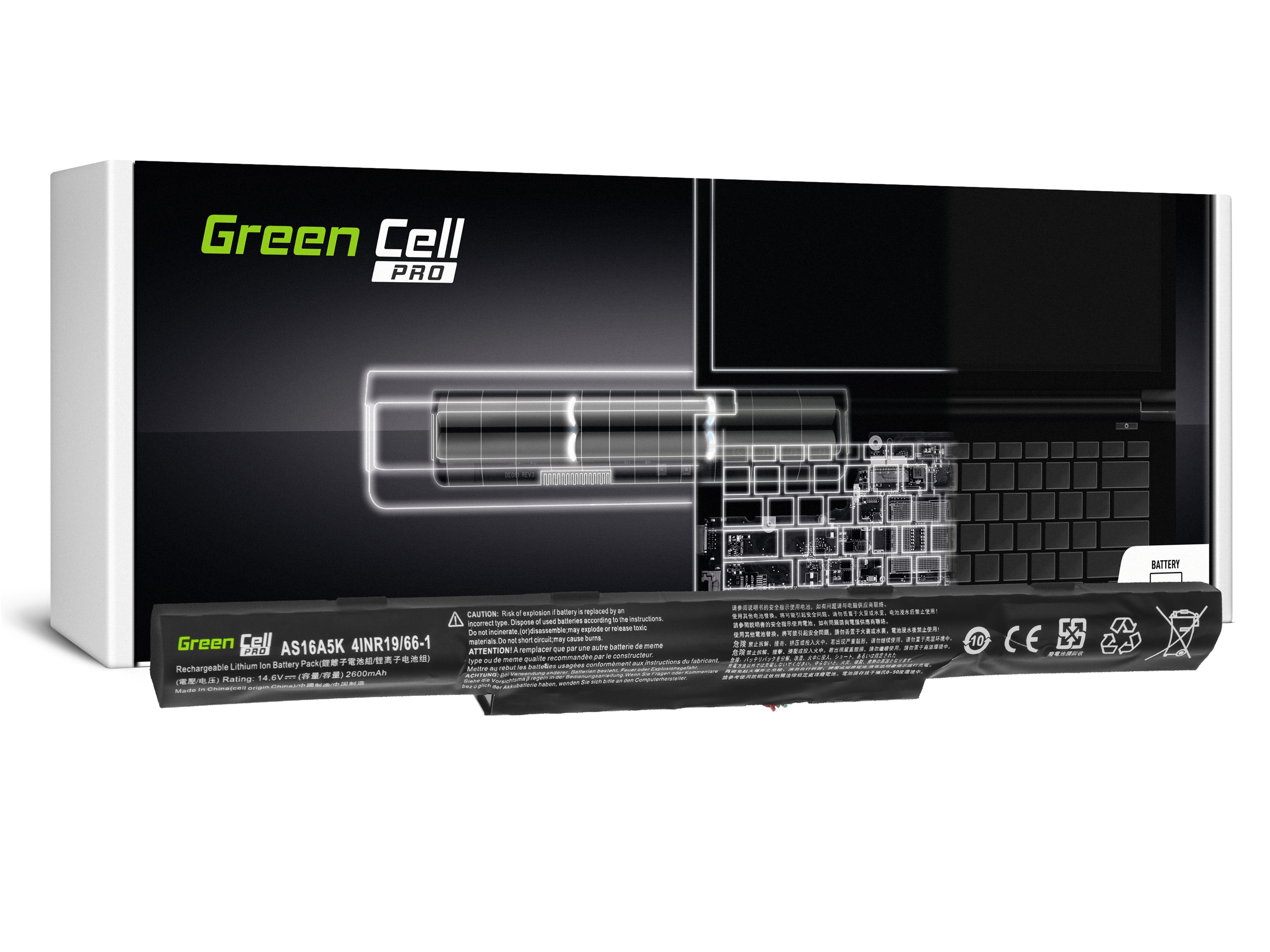 Bateria Green Cell PRO AS16A5K do Acer Aspire E15 E5-553 E5-553G E5-575 E5-575G F15 F5-573 F5-573G