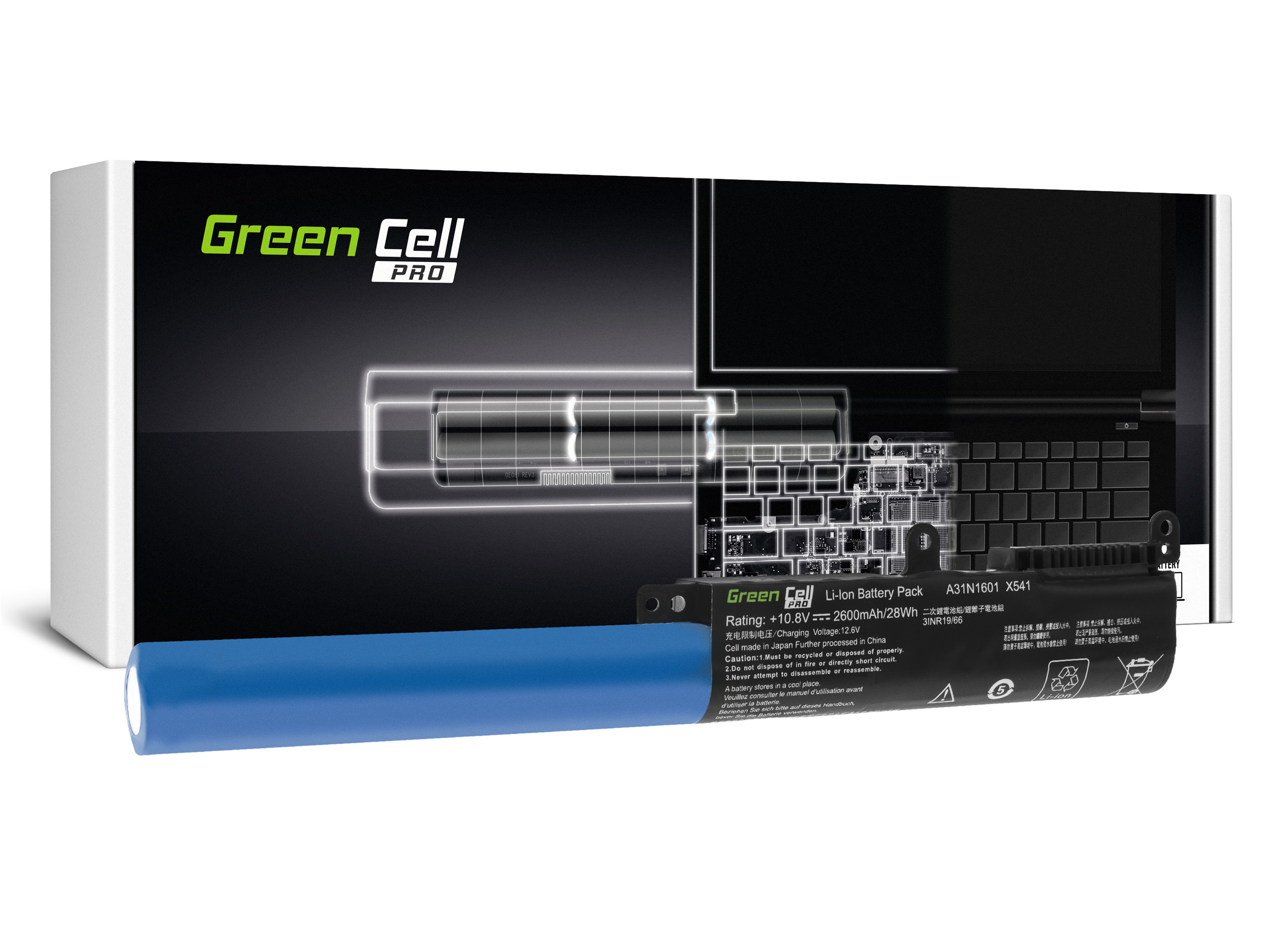 Bateria Green Cell PRO A31N1601 A31LP4Q do Asus R541N R541S R541U Asus Vivobook Max F541N F541U X541N X541S X541U