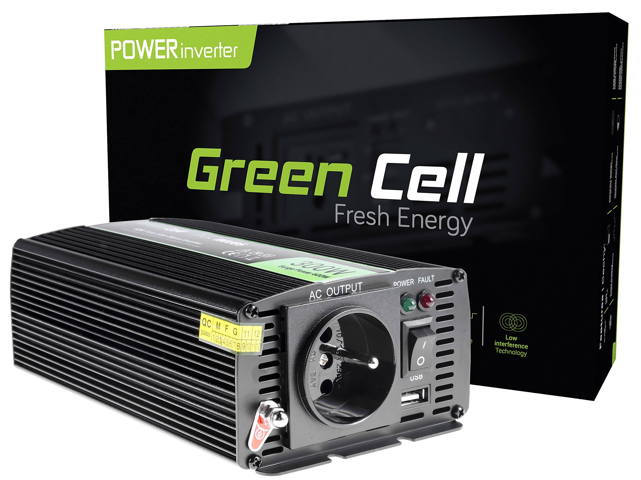 Przetwornica Green Cell® 12V na 230V Czysta sinusoida 300W