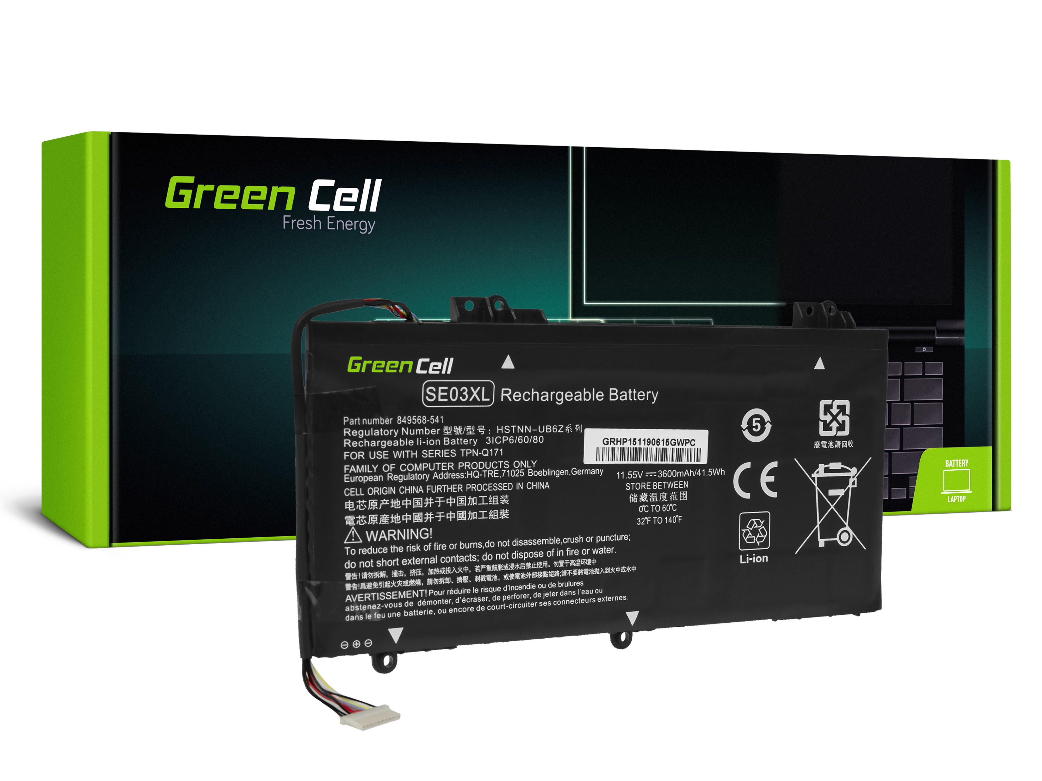 Bateria Green Cell SE03XL HSTNN-LB7G HSTNN-UB6Z do HP Pavilion 14-AL 14-AV