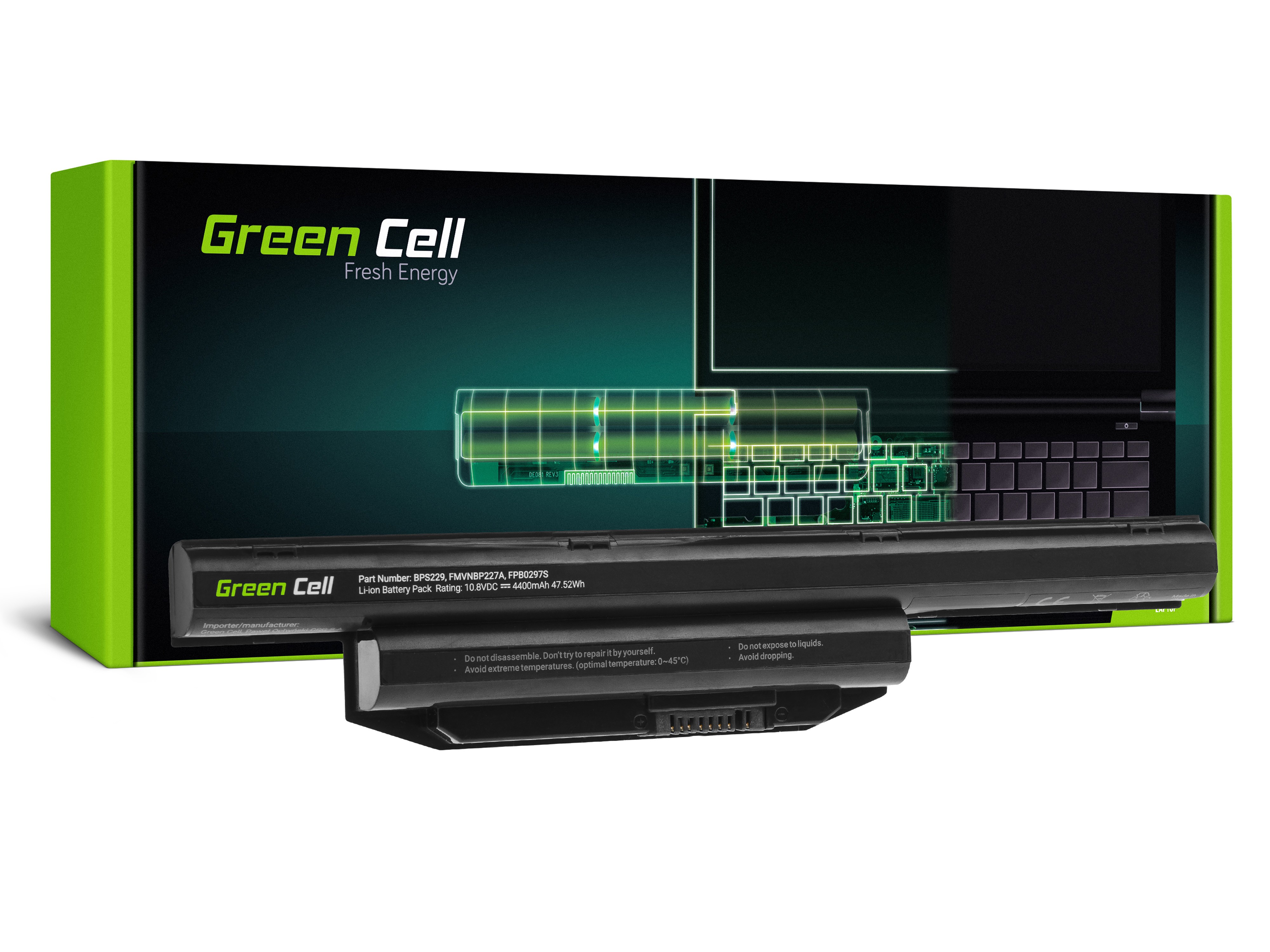 Bateria Green Cell do Fujitsu LifeBook A514 A544 A555 AH544 AH564 E547 E554 E733 E734 E743 E744 E746 E753 E754 S904