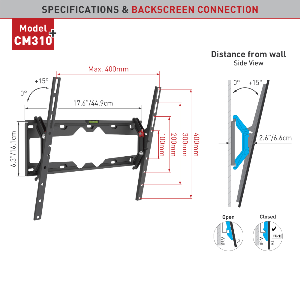 Wall mount BARKAN CM310.B (29"-65")