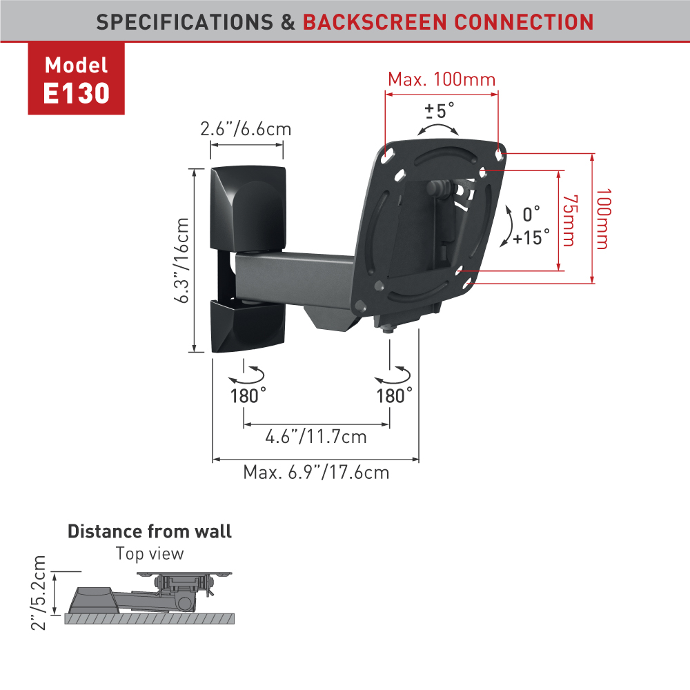 Wall mount BARKAN E130.B (13"-29")