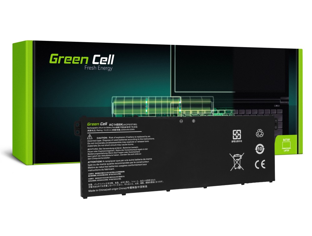Bateria Green Cell AC14B3K AC14B8K do Acer Aspire 5 A515 A517 R15 R5-571T Spin 3 SP315-51 SP513-51 Swift 3 SF314-52