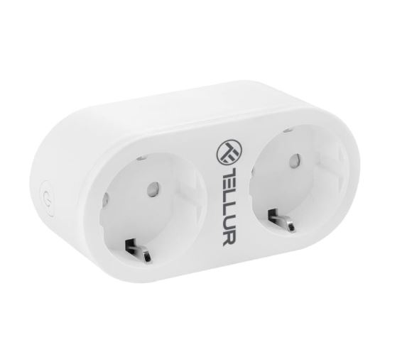 Tellur WiFi AC Dual Plug, Energy reading, 16A, 2400W