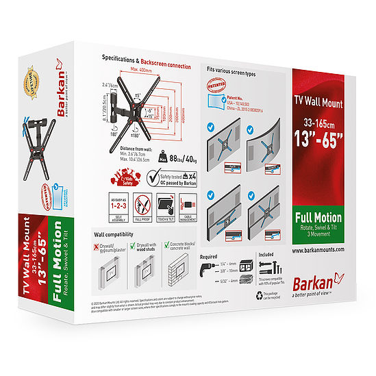 Seinakinnitus Barkan BM331, nõgusatele ja lameekraanidele 13"-65"