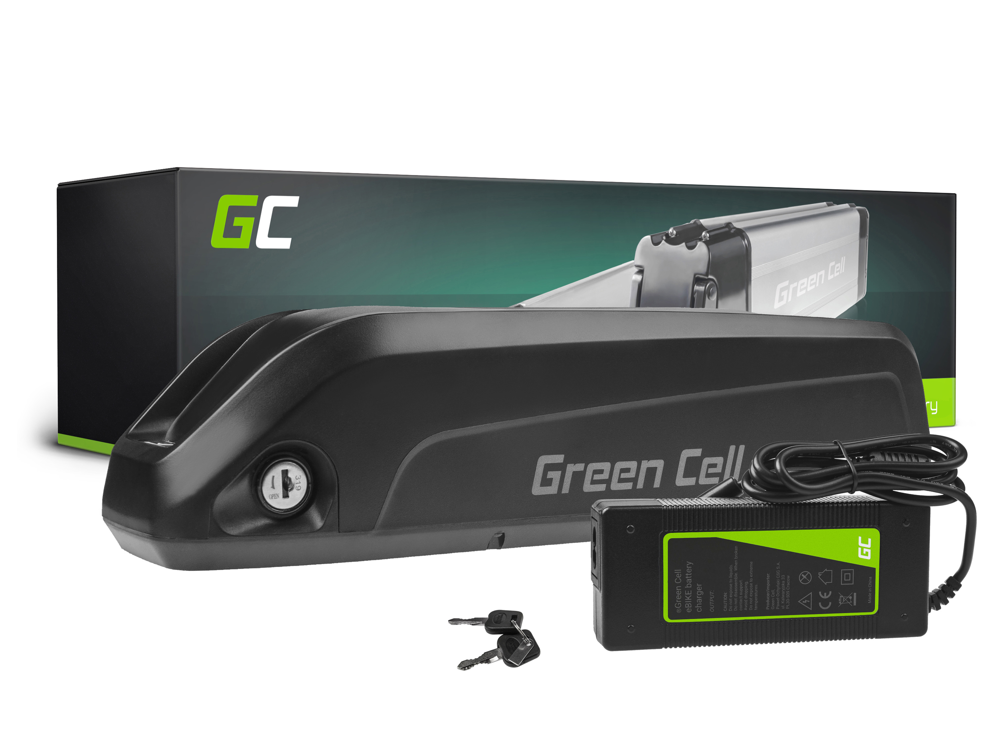 Green Cell® E-Bike Battery 36V 10.4Ah Li-Ion Down Tube with Charger