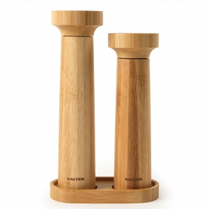 Salter 7614 WDXR Eco Bamboo Salt and Pepper Mill Set and Stand
