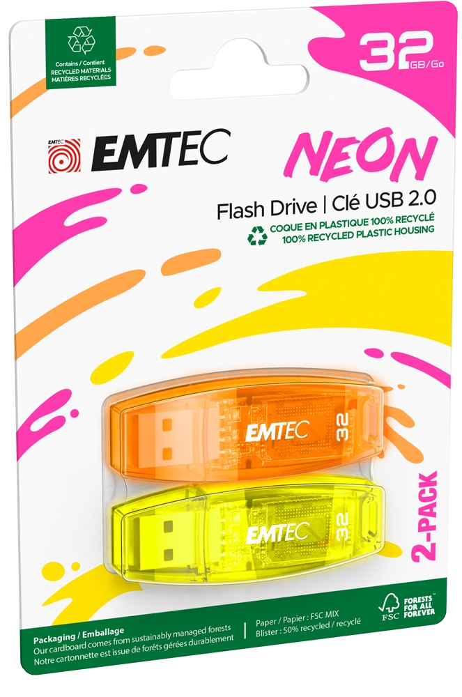 Emtec USB2.0 C410 32GB Neon 2 pcs