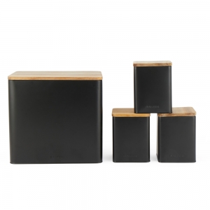 Salter BW129001EU7 Toronto 4-Piece Bread Bin &amp; Canister Set - Black